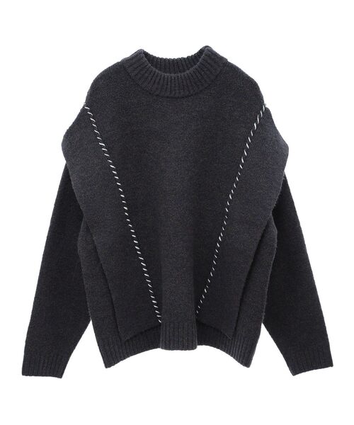 CRAFT STANDARD BOUTIQUE(クラフトスタンダードブティック)の「ハンドステッチデザインニットプルオーバー(ニット/セーター・レディース・グレイッシュベージュ/グリーン/ボルドー/サックスブルー/ピンク/ネイビー/杢グレー・FREE)」の8枚目の写真