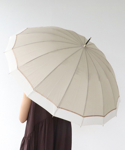 Three Four Time（ｽﾘｰﾌｫｰﾀｲﾑ）の「【wpc】16K PATCHWORK LINEAR（晴雨兼用/耐風）（長傘・レディース・グレー/ベージュ/ブルー・FREE）」の2枚目の写真