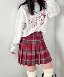 チェック柄プリーツミニスカパン