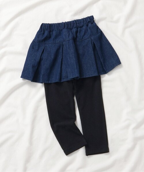 apres les cours（アプレレクール）の「【WEB限定】裏起毛レギンス付きタックデザインスカート（スカート・キッズ・ベージュ/チャコール/チェック/インディゴブルー・80/90/100/110/120/130/140）」の2枚目の写真