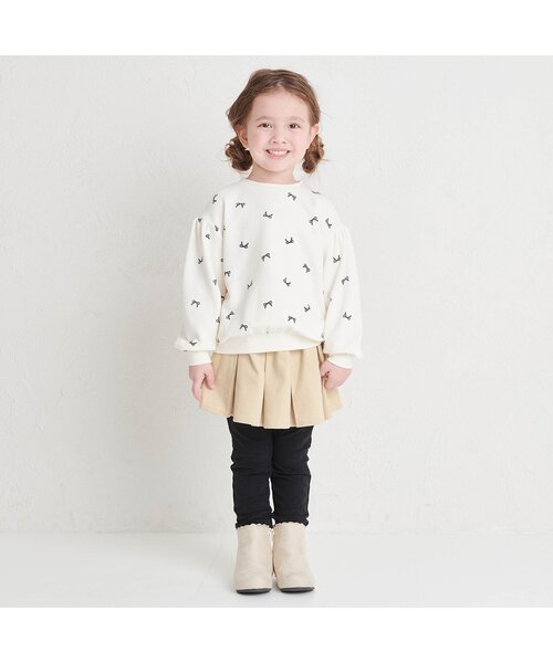 apres les cours（アプレレクール）の「【WEB限定】裏起毛レギンス付きタックデザインスカート（スカート・キッズ・ベージュ/チャコール/チェック/インディゴブルー・80/90/100/110/120/130/140）」の5枚目の写真