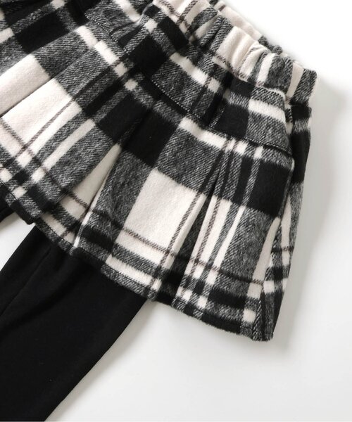 apres les cours（アプレレクール）の「【WEB限定】裏起毛レギンス付きタックデザインスカート（スカート・キッズ・ベージュ/チャコール/チェック/インディゴブルー・80/90/100/110/120/130/140）」の20枚目の写真