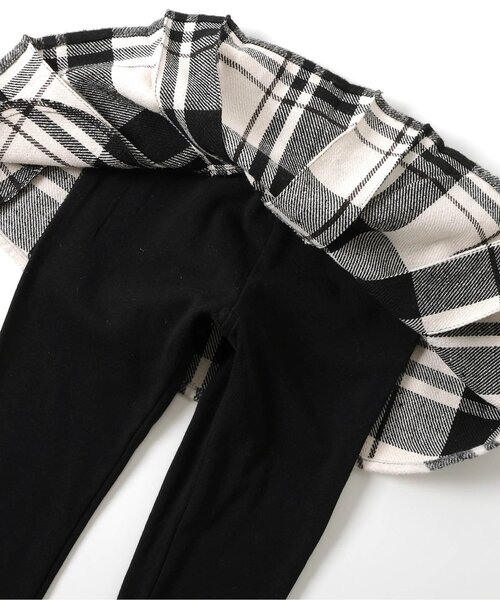 apres les cours（アプレレクール）の「【WEB限定】裏起毛レギンス付きタックデザインスカート（スカート・キッズ・ベージュ/チャコール/チェック/インディゴブルー・80/90/100/110/120/130/140）」の21枚目の写真