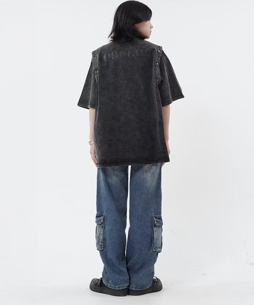 Miniministore（ミニミニストア）の「デニムカーゴパンツ 韓国風ワイドジーンズ（デニムパンツ・レディース・インディゴブルー・L/XL/M/S）」の6枚目の写真