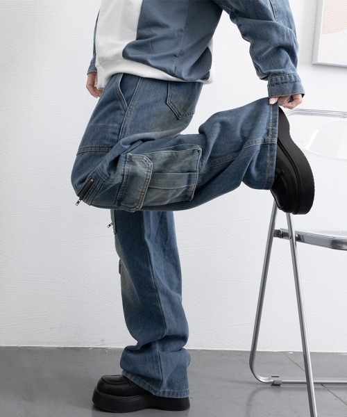 Miniministore（ミニミニストア）の「デニムカーゴパンツ 韓国風ワイドジーンズ（デニムパンツ・レディース・インディゴブルー・L/XL/M/S）」の21枚目の写真