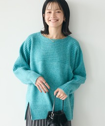 編み違い斜めスリットニットチュニック
