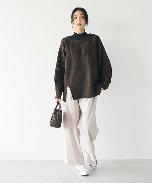 CRAFT STANDARD BOUTIQUE(クラフトスタンダードブティック)の「編み違い斜めスリットニットチュニック(ニット/セーター・レディース・アイボリー/ブルー/ブラウン/ライトグレー系2・FREE)」の12枚目の写真
