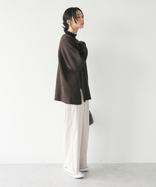 CRAFT STANDARD BOUTIQUE(クラフトスタンダードブティック)の「編み違い斜めスリットニットチュニック(ニット/セーター・レディース・アイボリー/ブルー/ブラウン/ライトグレー系2・FREE)」の13枚目の写真