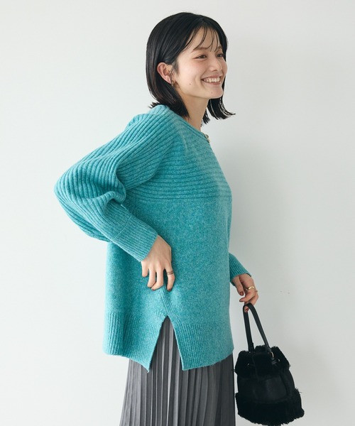 CRAFT STANDARD BOUTIQUE(クラフトスタンダードブティック)の「編み違い斜めスリットニットチュニック(ニット/セーター・レディース・アイボリー/ブルー/ブラウン/ライトグレー系2・FREE)」の16枚目の写真
