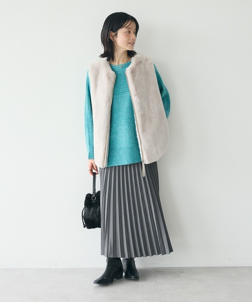 CRAFT STANDARD BOUTIQUE(クラフトスタンダードブティック)の「編み違い斜めスリットニットチュニック(ニット/セーター・レディース・アイボリー/ブルー/ブラウン/ライトグレー系2・FREE)」の18枚目の写真
