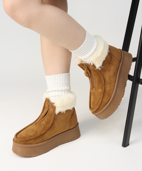 Dedes(デデス)の「Dedes 厚底フロントジップボアシューズ(6368)(ブーツ・レディース・ブラック/ベージュ/グレー/ブラウン・44/40/38/42/36/34)」の15枚目の写真