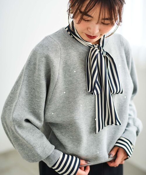 le.coeur blanc（ルクールブラン）の「フロントビジューニットプル