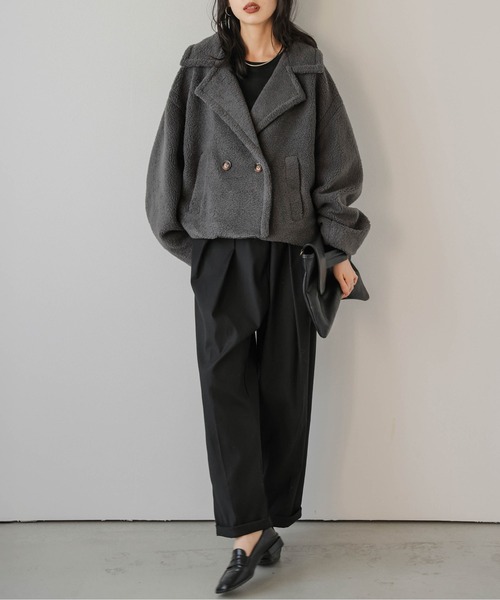 SUGAR BISKET（シュガービスケット）の「テディボアショートコート（その他アウター・レディース・ブラウン/アイボリー/ブラック/グレー・フリー）」の6枚目の写真