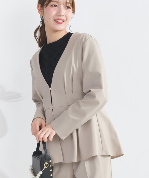 PICCIN（ピッチン）の「【WEB限定】ストレッチツイルノーカラーペプラムジャケット（テーラードジャケット・レディース・ブラック/ベージュ・L/M）」の13枚目の写真