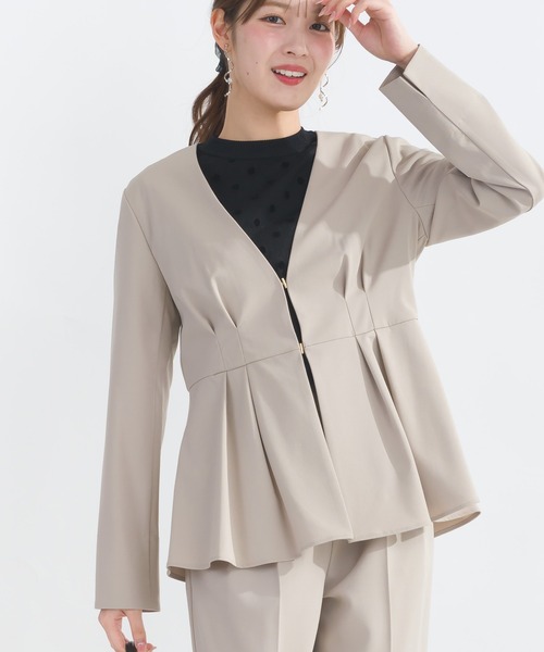 PICCIN（ピッチン）の「【WEB限定】ストレッチツイルノーカラーペプラムジャケット（テーラードジャケット・レディース・ブラック/ベージュ・L/M）」の10枚目の写真