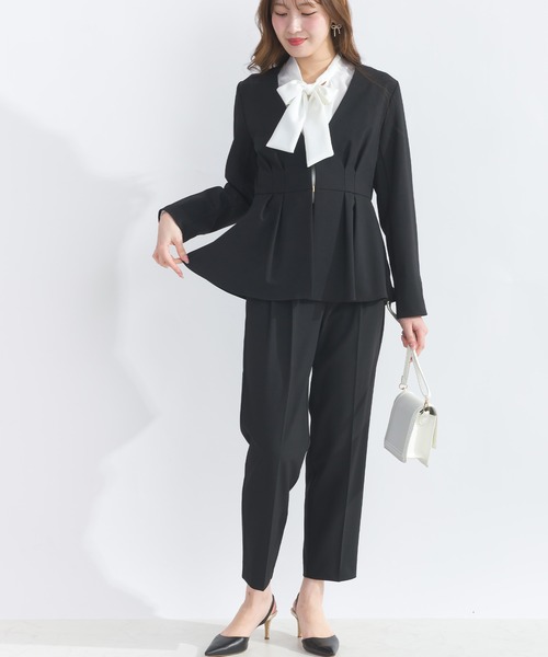 PICCIN（ピッチン）の「【WEB限定】ストレッチツイルノーカラーペプラムジャケット（テーラードジャケット・レディース・ブラック/ベージュ・L/M）」の7枚目の写真