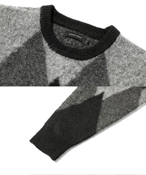 jiggys shop（ジギーズショップ）の「モヘアタッチアーガイルジャガード編みクルーネックニットセーター（ニット/セーター・メンズ・ブラック/ネイビー/ブラウン・SMALL/MEDIUM/LARGE/X-LARGE）」の17枚目の写真