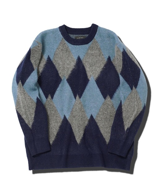 jiggys shop（ジギーズショップ）の「モヘアタッチアーガイルジャガード編みクルーネックニットセーター（ニット/セーター・メンズ・ブラック/ネイビー/ブラウン・SMALL/MEDIUM/LARGE/X-LARGE）」の10枚目の写真