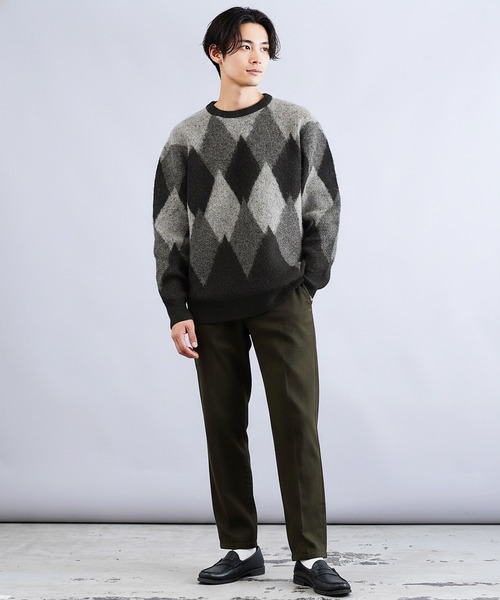 jiggys shop（ジギーズショップ）の「モヘアタッチアーガイルジャガード編みクルーネックニットセーター（ニット/セーター・メンズ・ブラック/ネイビー/ブラウン・SMALL/MEDIUM/LARGE/X-LARGE）」の20枚目の写真