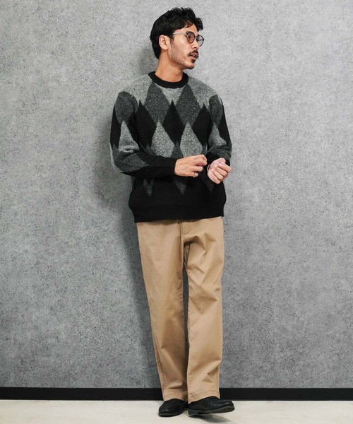 jiggys shop（ジギーズショップ）の「モヘアタッチアーガイルジャガード編みクルーネックニットセーター（ニット/セーター・メンズ・ブラック/ネイビー/ブラウン・SMALL/MEDIUM/LARGE/X-LARGE）」の18枚目の写真