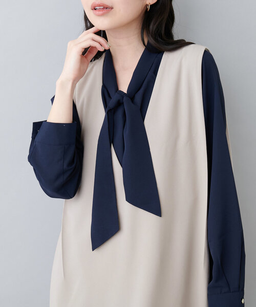 natural couture（ナチュラルクチュール）の「オケージョン対応可 / ラッフル×ボウタイブラウス（シャツ/ブラウス・レディース・ライトベージュ/オフホワイト/ネイビー/その他1/その他2/その他3・FREE）」の14枚目の写真