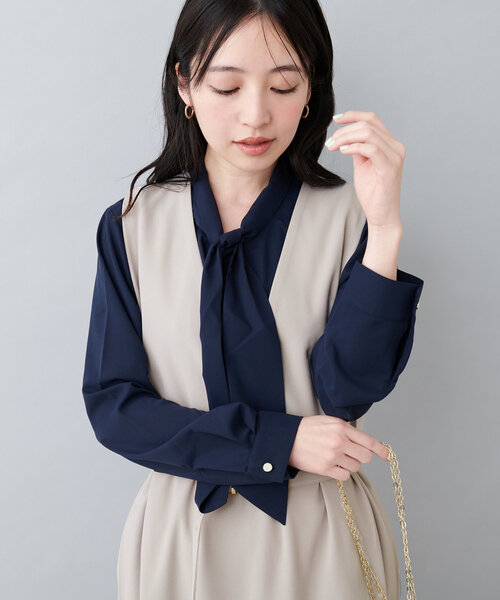 natural couture（ナチュラルクチュール）の「オケージョン対応可 / ラッフル×ボウタイブラウス（シャツ/ブラウス・レディース・ライトベージュ/オフホワイト/ネイビー/その他1/その他2/その他3・FREE）」の16枚目の写真