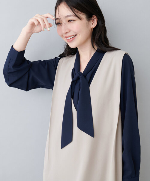 natural couture（ナチュラルクチュール）の「オケージョン対応可 / ラッフル×ボウタイブラウス（シャツ/ブラウス・レディース・ライトベージュ/オフホワイト/ネイビー/その他1/その他2/その他3・FREE）」の17枚目の写真