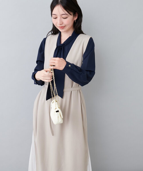 natural couture（ナチュラルクチュール）の「オケージョン対応可 / ラッフル×ボウタイブラウス（シャツ/ブラウス・レディース・ライトベージュ/オフホワイト/ネイビー/その他1/その他2/その他3・FREE）」の18枚目の写真