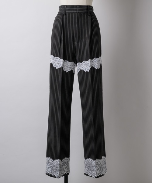 VIOLETTA レースラインストライプ柄スラックス セール】レースラインストライプ柄スラックス（スラックス）｜VIOLETTA