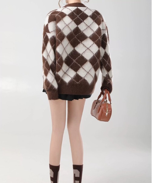 Coo+i(クーイ)の「シャギーアーガイルカーディガン(カーディガン/ボレロ・レディース・ブラック/ブラウン・FREE)」の14枚目の写真