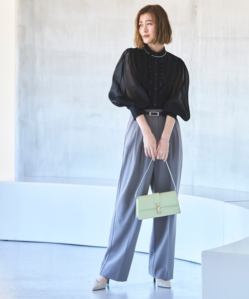 ルイルエブティック RUIRUE BOUTIQUE オーガンジースリーブフロントフリルブラウス （オフホワイト） ルイルエブティック RUIRUE BOUTIQUE オーガンジースリーブ