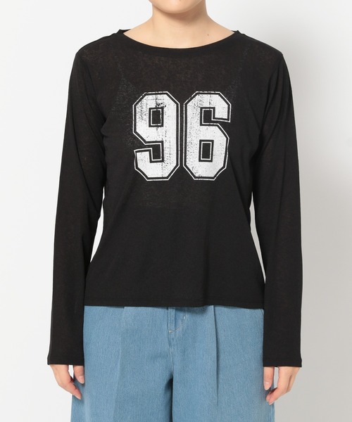 mysty woman(ミスティウーマン)の「ナンバーロゴシアーロンT 322317(Tシャツ/カットソー・レディース・オフホワイト/ライトブルー/ブラック・FREE)」の16枚目の写真
