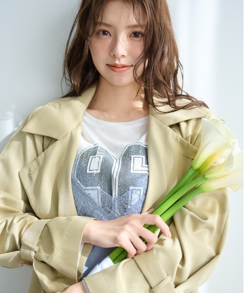 mysty woman(ミスティウーマン)の「ナンバーロゴシアーロンT 322317(Tシャツ/カットソー・レディース・オフホワイト/ライトブルー/ブラック・FREE)」の5枚目の写真