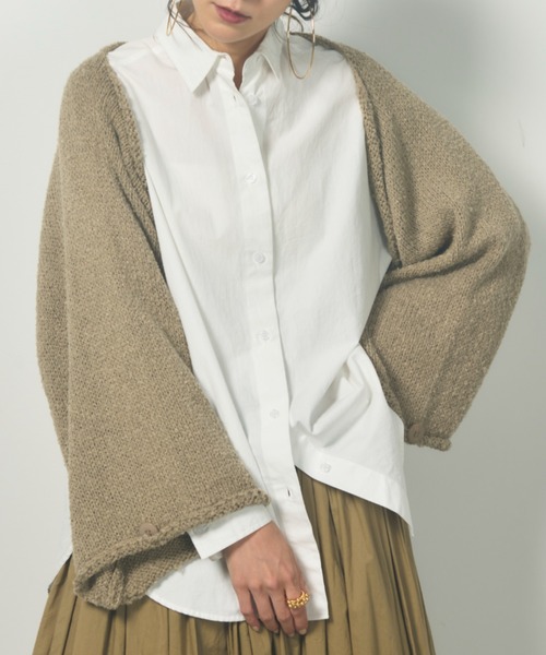 Libra Cue（リブラ キュー）の「ニットマルチボレロ（ストール/ショール・レディース・ベージュ/アイボリー・FREE）」の2枚目の写真