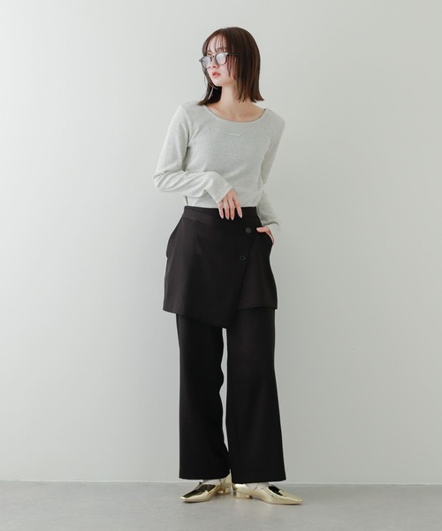 SENSE OF PLACE by URBAN RESEARCH(センスオブプレイスバイアーバンリサーチ)の「レイヤードパンツ(その他パンツ・レディース・ベージュ/ブラック・MEDIUM/SMALL)」の5枚目の写真