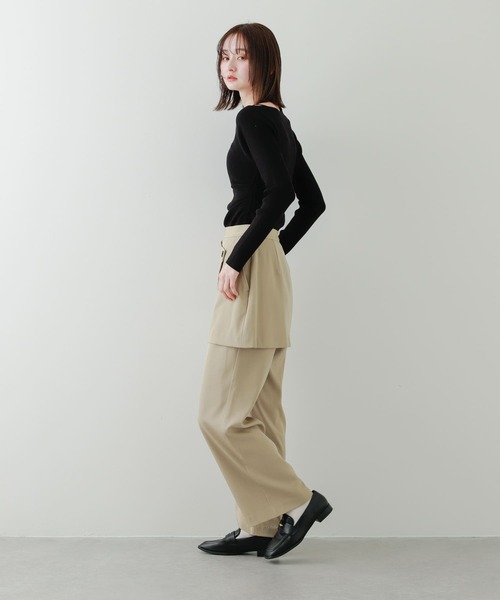 SENSE OF PLACE by URBAN RESEARCH(センスオブプレイスバイアーバンリサーチ)の「レイヤードパンツ(その他パンツ・レディース・ベージュ/ブラック・MEDIUM/SMALL)」の14枚目の写真
