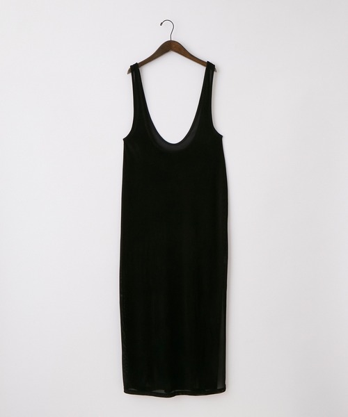 ワンピース Velvet sheer long onepiece セール】Sheer velvet layered tank long dress / シアーベロア