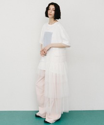 レイヤードギャザーチュールデザイントップス