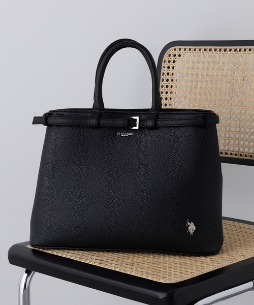U.S. POLO ASSN.（ユーエスポロアッスン）の「【U.S. POLO ASSN.】≪別注≫2wayクラシックA4ベルトトートバッグ ショルダーバッグ ビジネス 通勤 通学（トートバッグ・レディース・ブラック/ブラウン・FREE）」の3枚目の写真