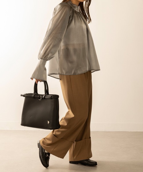 U.S. POLO ASSN.（ユーエスポロアッスン）の「【U.S. POLO ASSN.】≪別注≫2wayクラシックA4ベルトトートバッグ ショルダーバッグ ビジネス 通勤 通学（トートバッグ・レディース・ブラック/ブラウン・FREE）」の14枚目の写真