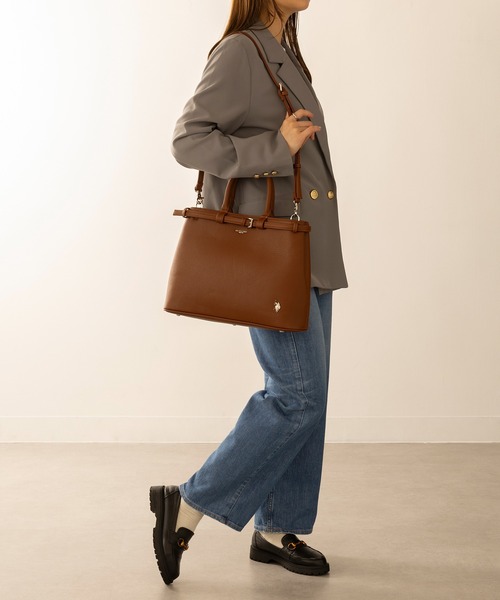 U.S. POLO ASSN.（ユーエスポロアッスン）の「【U.S. POLO ASSN.】≪別注≫2wayクラシックA4ベルトトートバッグ ショルダーバッグ ビジネス 通勤 通学（トートバッグ・レディース・ブラック/ブラウン・FREE）」の21枚目の写真