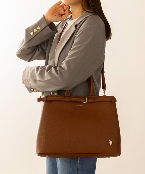 U.S. POLO ASSN.（ユーエスポロアッスン）の「【U.S. POLO ASSN.】≪別注≫2wayクラシックA4ベルトトートバッグ ショルダーバッグ ビジネス 通勤 通学（トートバッグ・レディース・ブラック/ブラウン・FREE）」の16枚目の写真