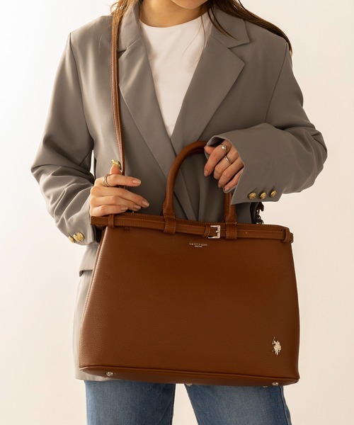 U.S. POLO ASSN.（ユーエスポロアッスン）の「【U.S. POLO ASSN.】≪別注≫2wayクラシックA4ベルトトートバッグ ショルダーバッグ ビジネス 通勤 通学（トートバッグ・レディース・ブラック/ブラウン・FREE）」の17枚目の写真