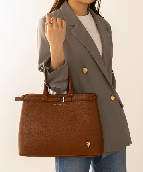 U.S. POLO ASSN.（ユーエスポロアッスン）の「【U.S. POLO ASSN.】≪別注≫2wayクラシックA4ベルトトートバッグ ショルダーバッグ ビジネス 通勤 通学（トートバッグ・レディース・ブラック/ブラウン・FREE）」の18枚目の写真