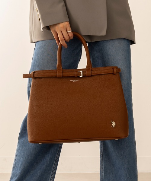 U.S. POLO ASSN.（ユーエスポロアッスン）の「【U.S. POLO ASSN.】≪別注≫2wayクラシックA4ベルトトートバッグ ショルダーバッグ ビジネス 通勤 通学（トートバッグ・レディース・ブラック/ブラウン・FREE）」の19枚目の写真