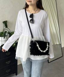 prose verse | 裾チュールバックメタルレイヤードペプラムロンT(Tシャツ/カットソー)