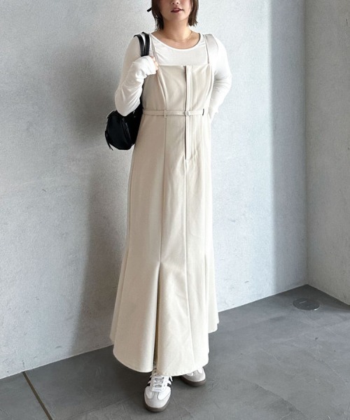 archives（アルシーヴ）の「ベルトマーメイドキャミワンピース（ワンピース・レディース・グレー/アイボリー/ブラック・MEDIUM）」の2枚目の写真