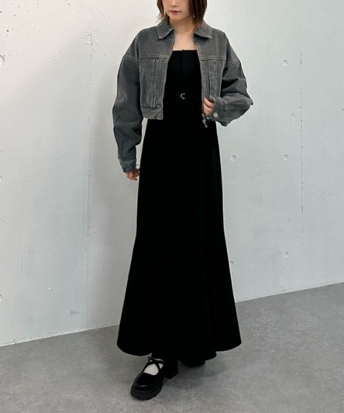 archives（アルシーヴ）の「ベルトマーメイドキャミワンピース（ワンピース・レディース・グレー/アイボリー/ブラック・MEDIUM）」の3枚目の写真