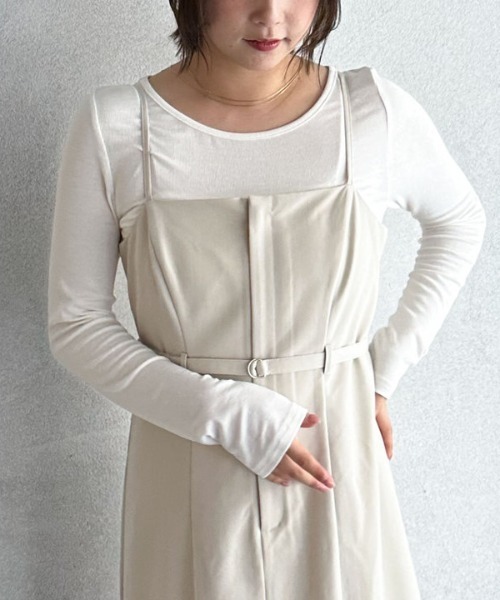 archives（アルシーヴ）の「ベルトマーメイドキャミワンピース（ワンピース・レディース・グレー/アイボリー/ブラック・MEDIUM）」の4枚目の写真