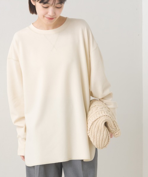 OMNES（オムネス）の「カットジョーゼットガゼット裾ラウンドプルオーバー（Tシャツ/カットソー・レディース・ライトグレー/ブラック/アイボリー・FREE）」の6枚目の写真